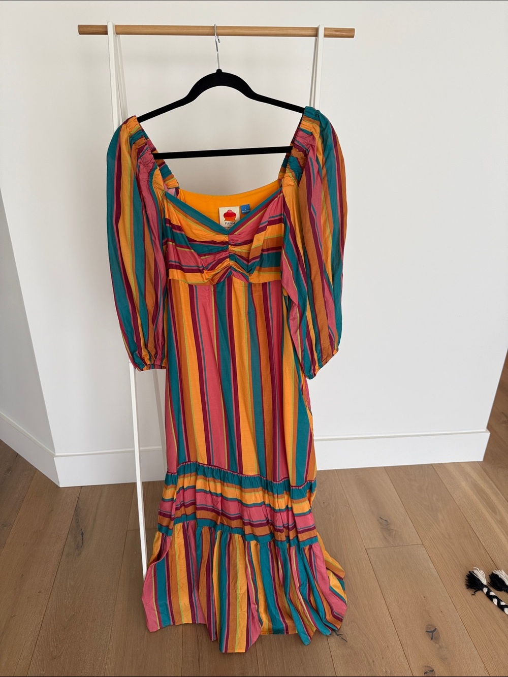 Anthropologie Striped Multicolor Maxi Dress — Yellow, Teal, Pink, Orange